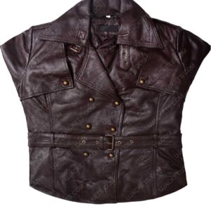 Women Safari Brown Lambskin Belted Leather Jacket