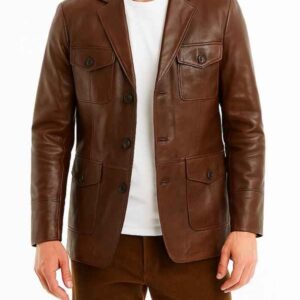 Men’s Brown Leather Blazer