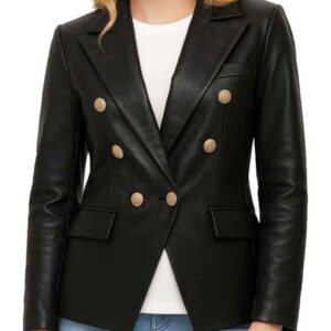 Women’s Leather Black Blazer