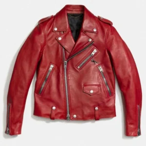 Motorcycle Cardinal Red Leather Jacket