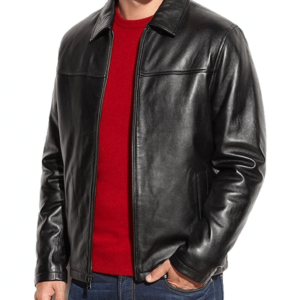 Men’s Simple Casual Black Leather Jacket