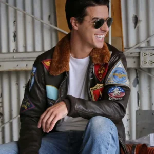 Tom Cruise Bomber Leather Jacket with Removable Fur