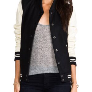 Women’s Cream and Black Varsity Jacket